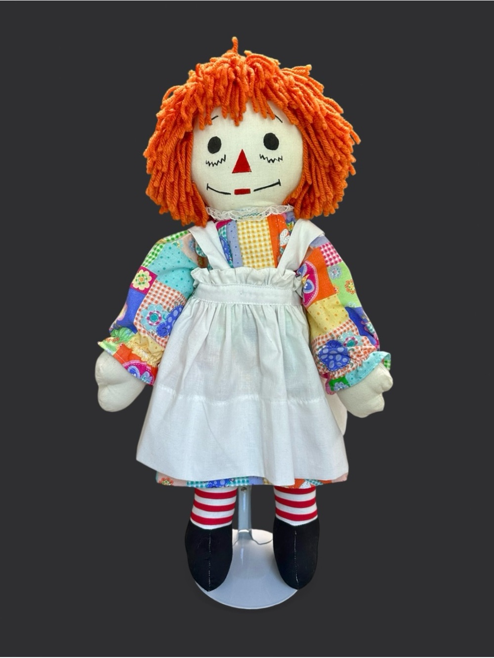 Handmade Raggedy Ann Doll Grandma Louise 2008 Patchwork Dress Folk Art